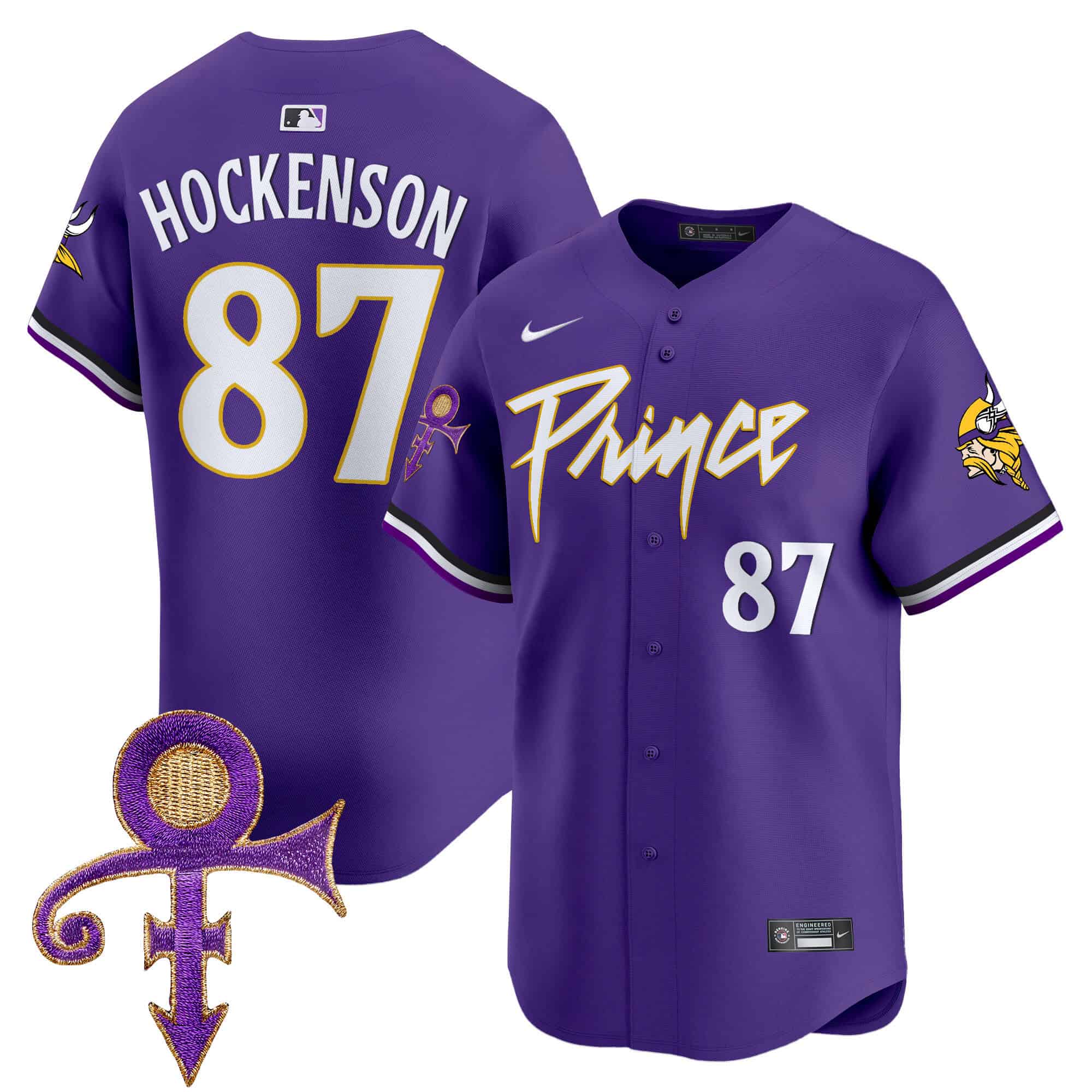 Men’s Minnesota Vikings Prince Patch Vapor Premier Limited Jersey – All Stitched – Purple – T.J. Hockenson
