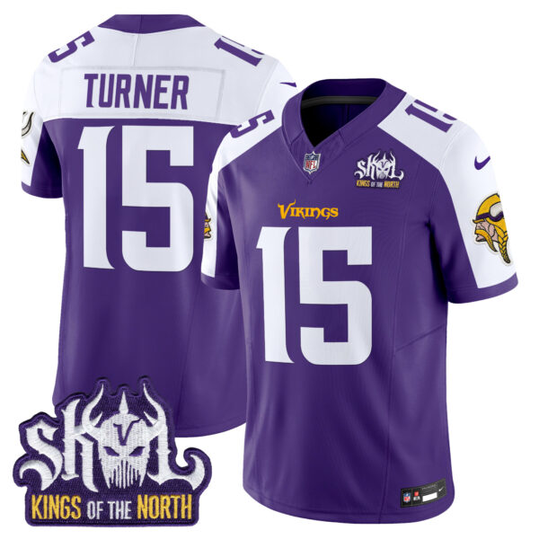 Men’s Minnesota Vikings King Of The North Patch Vapor Limited Jersey – All Stitched – Purple Alternate – Dallas Turner
