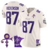 Men’s Minnesota Vikings 2024 Prince Vapor Limited Jersey V2 – All Stitched – Cream – T.J. Hockenson