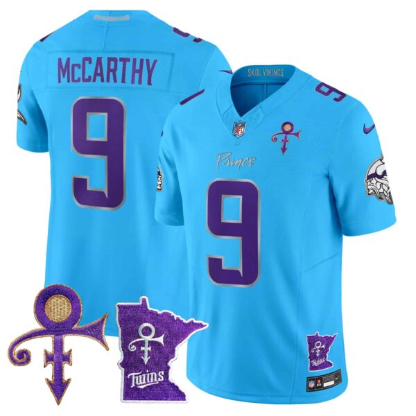 Men’s Minnesota Vikings 2024 Prince Vapor Limited Jersey V2 – All Stitched – Light Blue – J.J. McCarthy