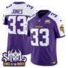 Men’s Minnesota Vikings King Of The North Patch Vapor Limited Jersey – All Stitched – Purple Alternate – Aaron Jones