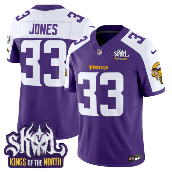 Men’s Minnesota Vikings King Of The North Patch Vapor Limited Jersey – All Stitched – Purple Alternate – Aaron Jones