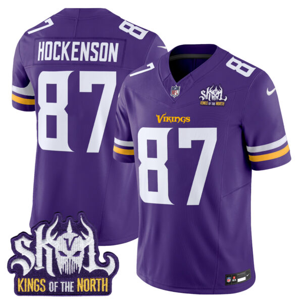Men’s Minnesota Vikings King Of The North Patch Vapor Limited Jersey – All Stitched – Purple – T.J. Hockenson