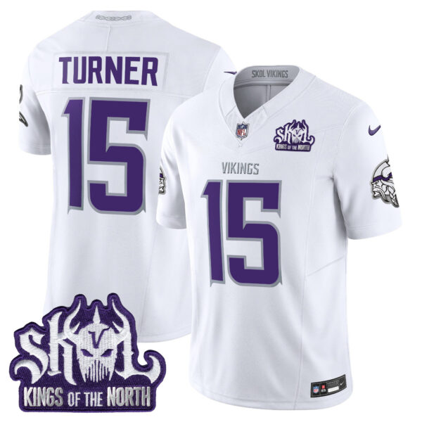 Men’s Minnesota Vikings King Of The North Patch Vapor Limited Jersey – All Stitched – Winter Warrior – Dallas Turner