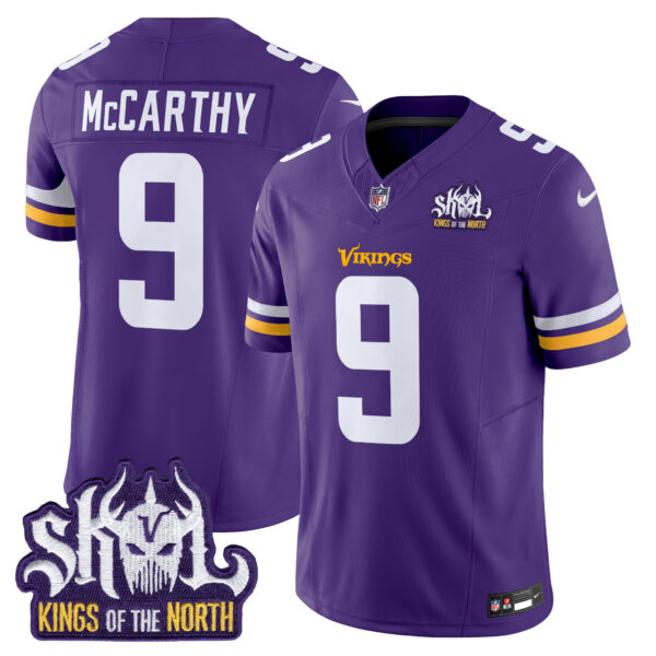 Men’s Minnesota Vikings King Of The North Patch Vapor Limited Jersey – All Stitched – Purple – J.J. McCarthy