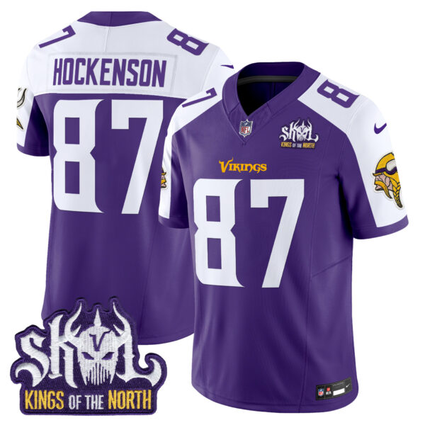 Men’s Minnesota Vikings King Of The North Patch Vapor Limited Jersey – All Stitched – Purple Alternate – T.J. Hockenson