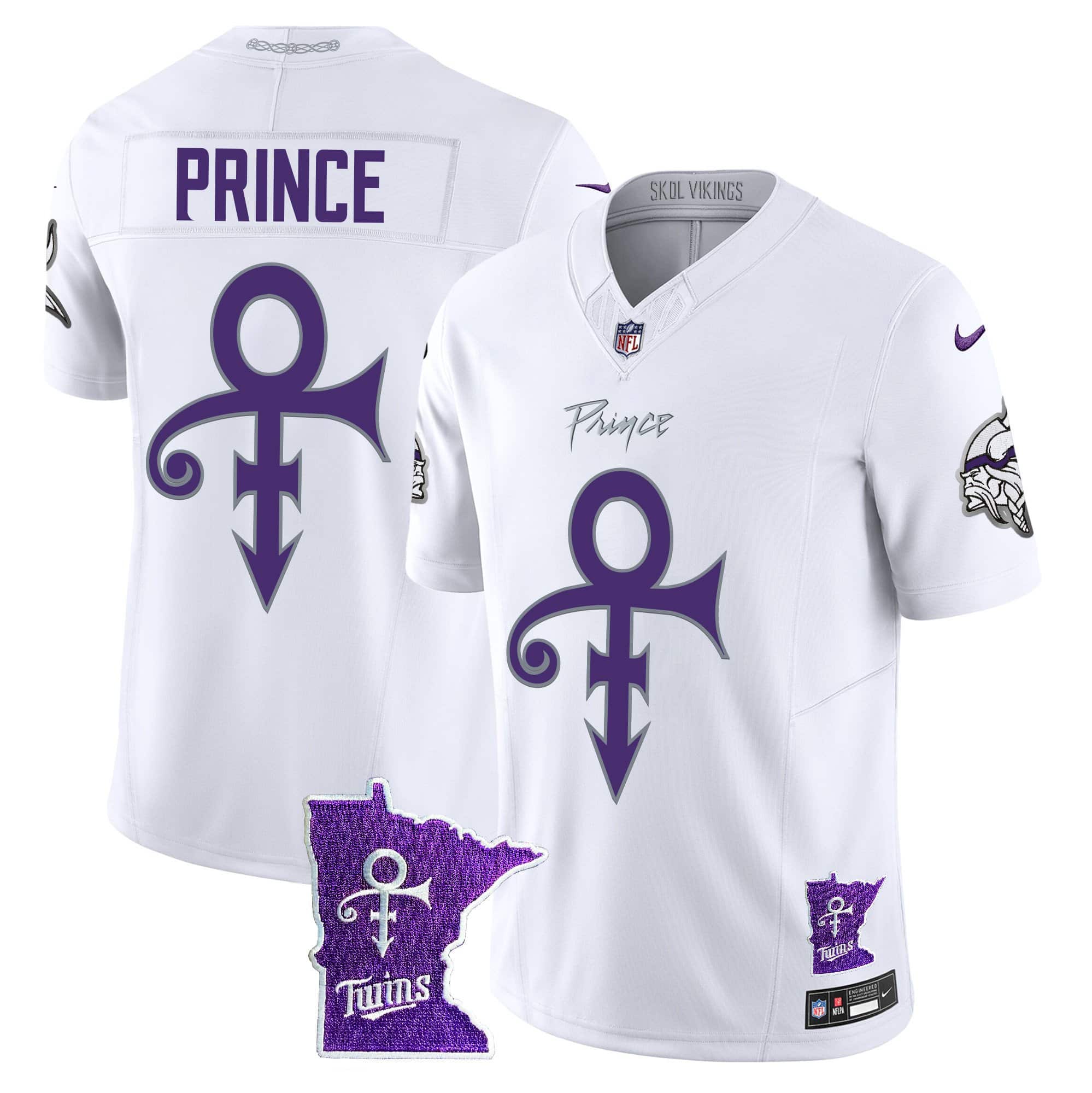 Men’s Minnesota Vikings 2024 Prince Vapor Limited Jersey V2 – All Stitched – White Limited – Prince