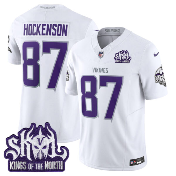 Men’s Minnesota Vikings King Of The North Patch Vapor Limited Jersey – All Stitched – Winter Warrior – T.J. Hockenson