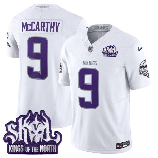 Men’s Minnesota Vikings King Of The North Patch Vapor Limited Jersey – All Stitched – Winter Warrior – J.J. McCarthy