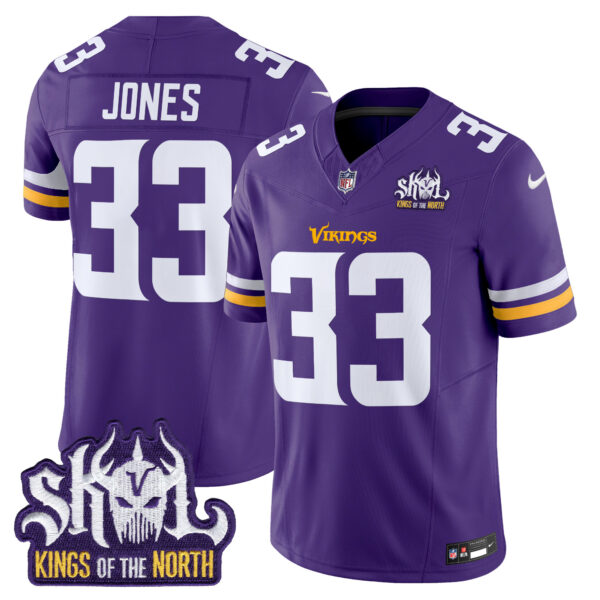 Men’s Minnesota Vikings King Of The North Patch Vapor Limited Jersey – All Stitched – Purple – Aaron Jones