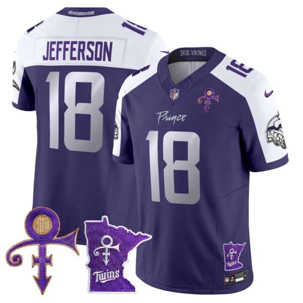 Men’s Minnesota Vikings 2024 Prince Vapor Limited Jersey V2 – All Stitched – Purple Alternate – Justin Jefferson