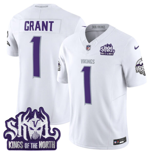 Men’s Minnesota Vikings King Of The North Patch Vapor Limited Jersey – All Stitched – Winter Warrior – Bud Grant