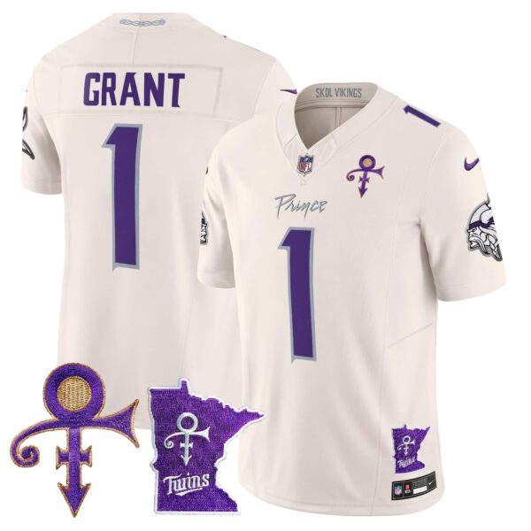 Men’s Minnesota Vikings 2024 Prince Vapor Limited Jersey V2 – All Stitched – Cream – Bud Grant