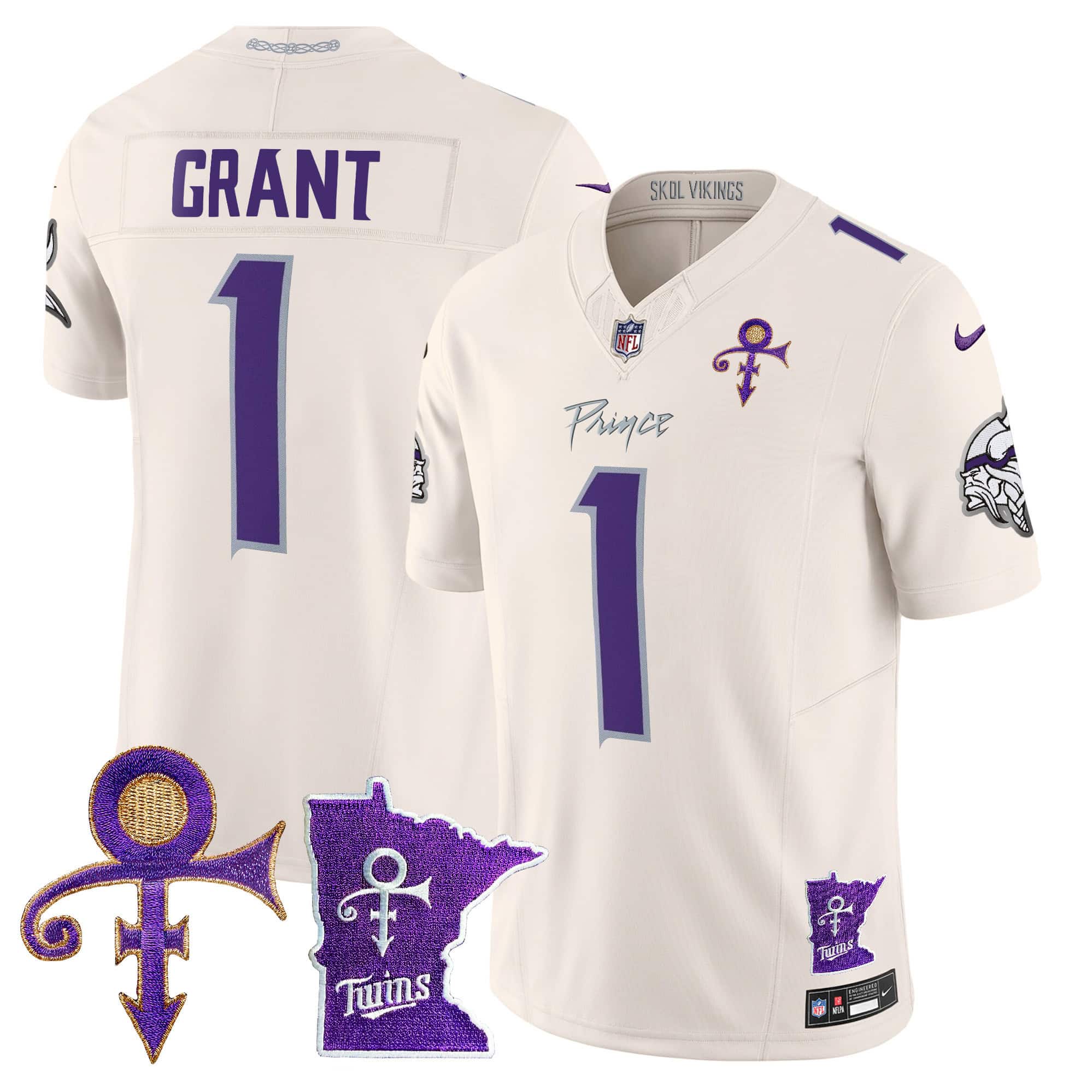 Men’s Minnesota Vikings 2024 Prince Vapor Limited Jersey V2 – All Stitched – Cream – Bud Grant