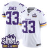 Men’s Minnesota Vikings King Of The North Patch Vapor Limited Jersey – All Stitched – White – Aaron Jones