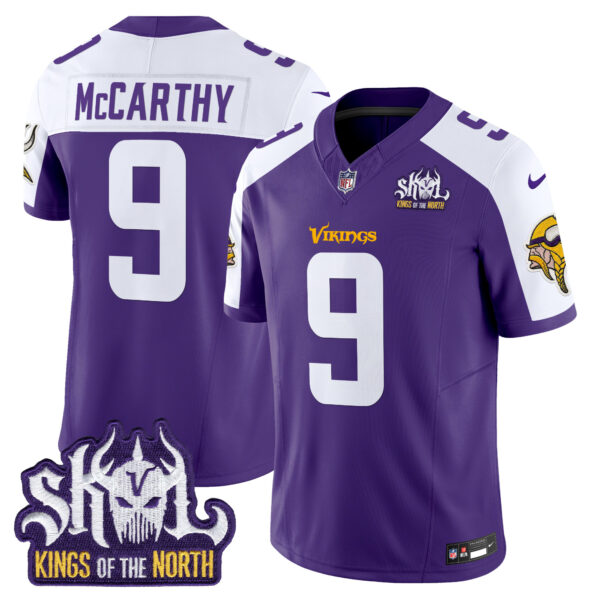 Men’s Minnesota Vikings King Of The North Patch Vapor Limited Jersey – All Stitched – Purple Alternate – J.J. McCarthy