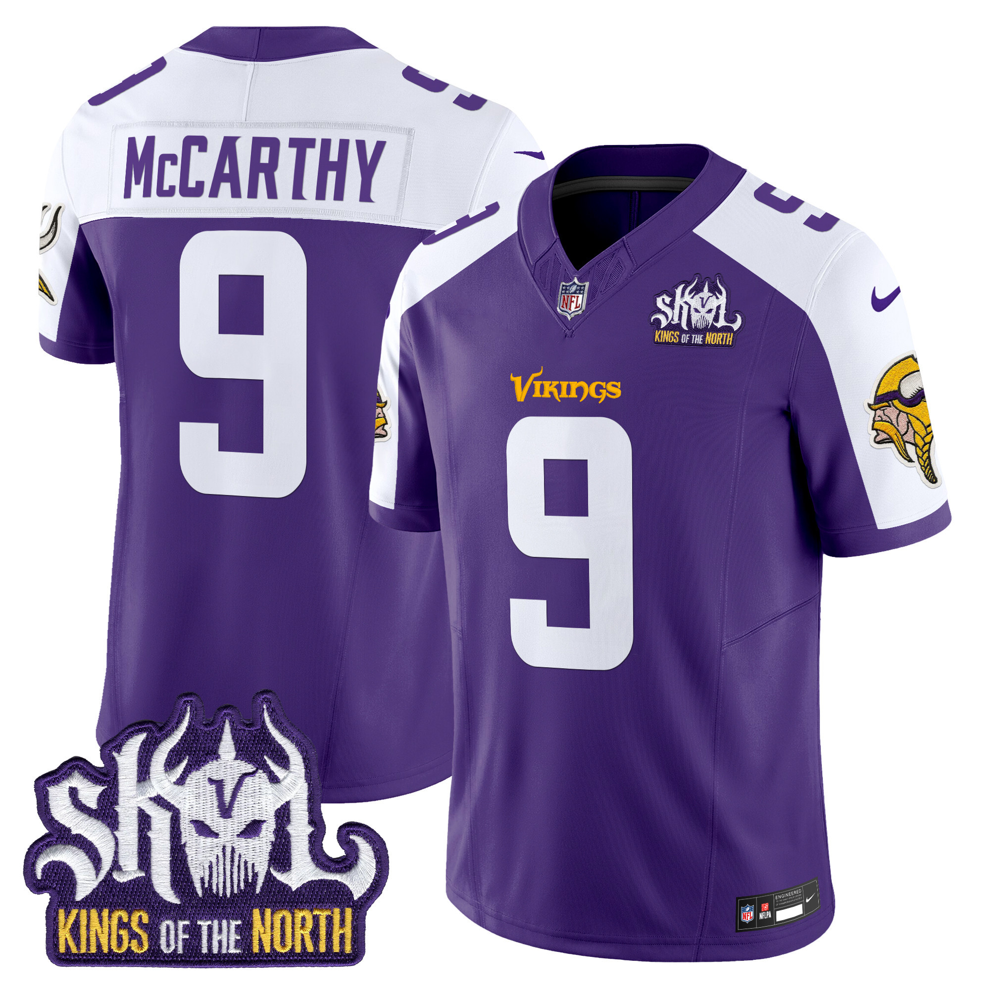 Men’s Minnesota Vikings King Of The North Patch Vapor Limited Jersey – All Stitched – Purple Alternate – J.J. McCarthy