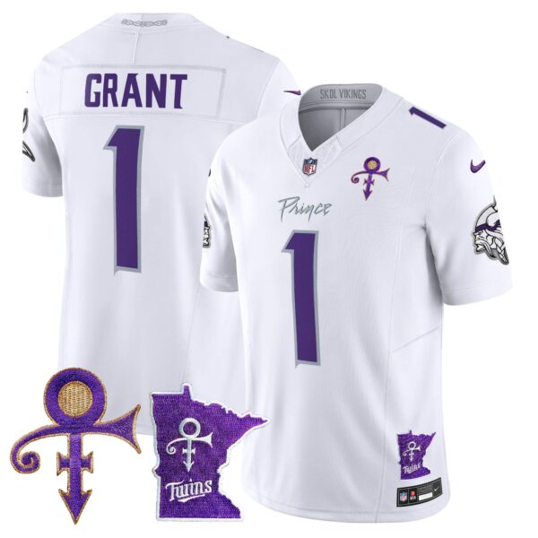 Men’s Minnesota Vikings 2024 Prince Vapor Limited Jersey V2 – All Stitched – White Limited – Bud Grant