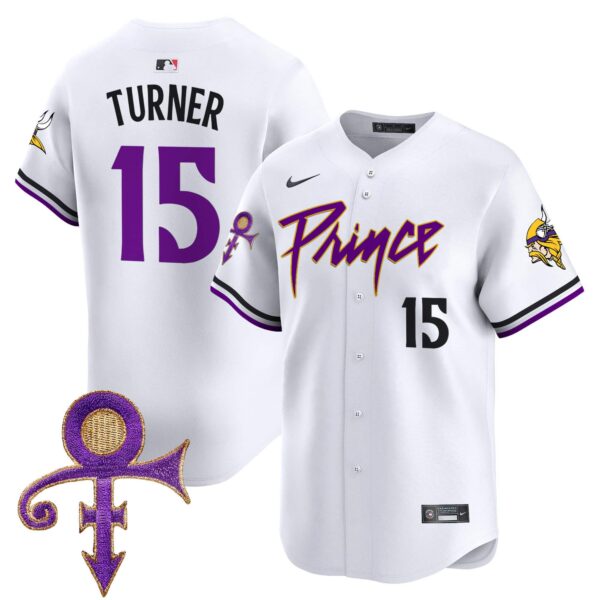 Men’s Minnesota Vikings Prince Patch Vapor Premier Limited Jersey – All Stitched – White – Dallas Turner