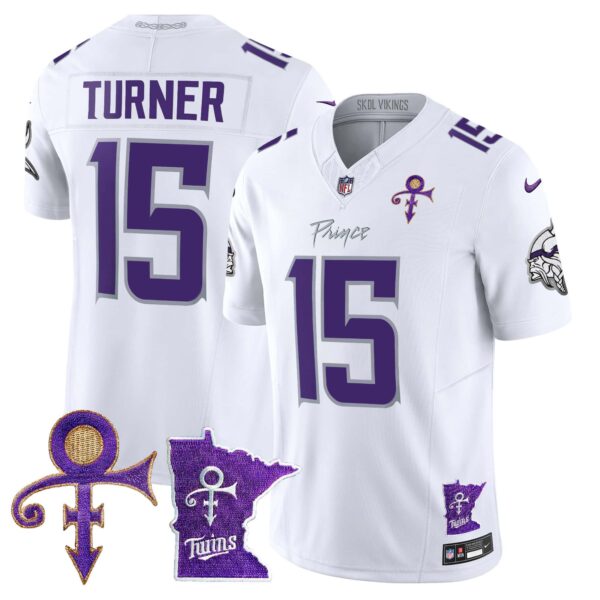 Men’s Minnesota Vikings 2024 Prince Vapor Limited Jersey V2 – All Stitched – White Limited – Dallas Turner