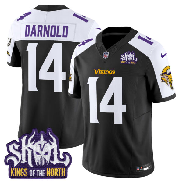 Men’s Minnesota Vikings King Of The North Patch Vapor Limited Jersey – All Stitched – Black Alternate – Sam Darnold
