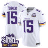 Men’s Minnesota Vikings King Of The North Patch Vapor Limited Jersey – All Stitched – White – Dallas Turner