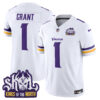 Men’s Minnesota Vikings King Of The North Patch Vapor Limited Jersey – All Stitched – White – Bud Grant
