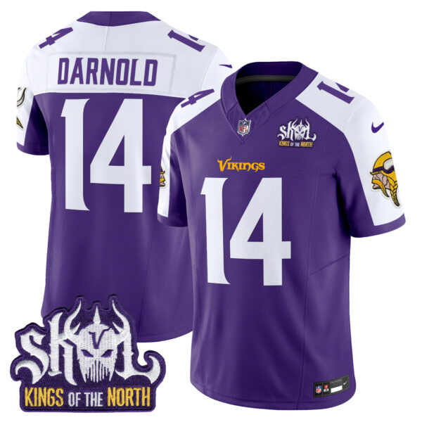 Men’s Minnesota Vikings King Of The North Patch Vapor Limited Jersey – All Stitched – Purple Alternate – Sam Darnold