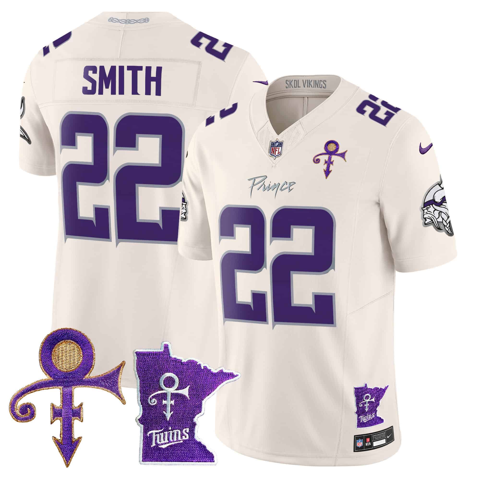 Men’s Minnesota Vikings 2024 Prince Vapor Limited Jersey V2 – All Stitched – Cream – Harrison Smith