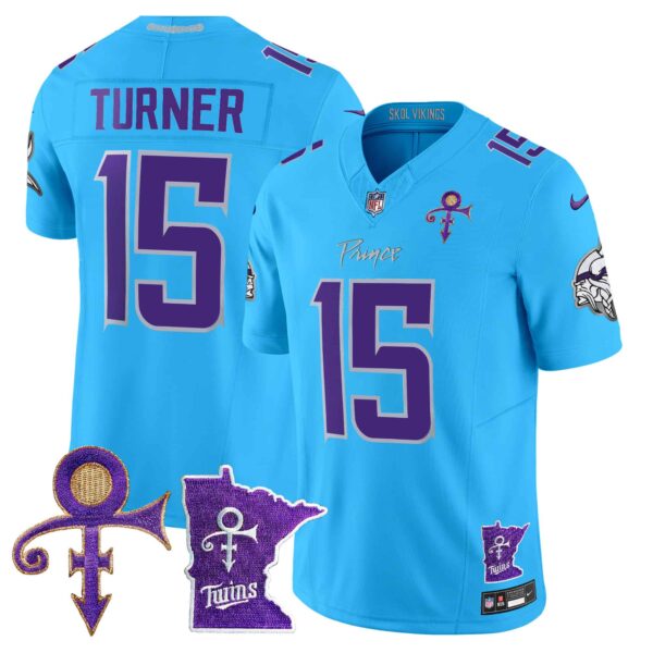 Men’s Minnesota Vikings 2024 Prince Vapor Limited Jersey V2 – All Stitched – Light Blue – Dallas Turner