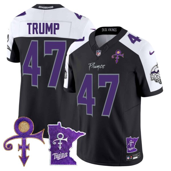 Men’s Minnesota Vikings 2024 Prince Vapor Limited Jersey V2 – All Stitched – Black Alternate – Donald Trump