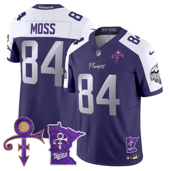 Men’s Minnesota Vikings 2024 Prince Vapor Limited Jersey V2 – All Stitched – Purple Alternate – Randy Moss