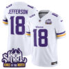 Men’s Minnesota Vikings King Of The North Patch Vapor Limited Jersey – All Stitched – White – Justin Jefferson