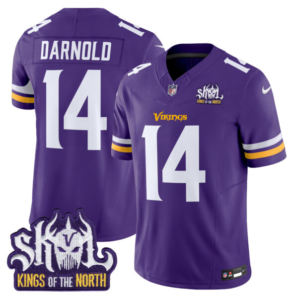 Men’s Minnesota Vikings King Of The North Patch Vapor Limited Jersey – All Stitched – Purple – Sam Darnold