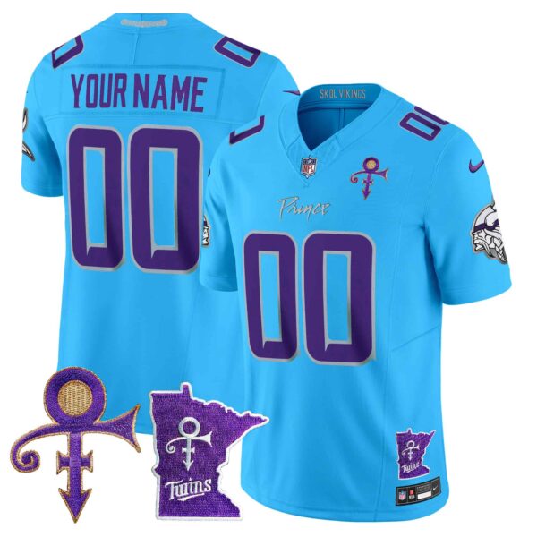 Minnesota Vikings 2024 Prince Vapor Limited Custom Jersey V2 – All Stitched – Men – Light Blue