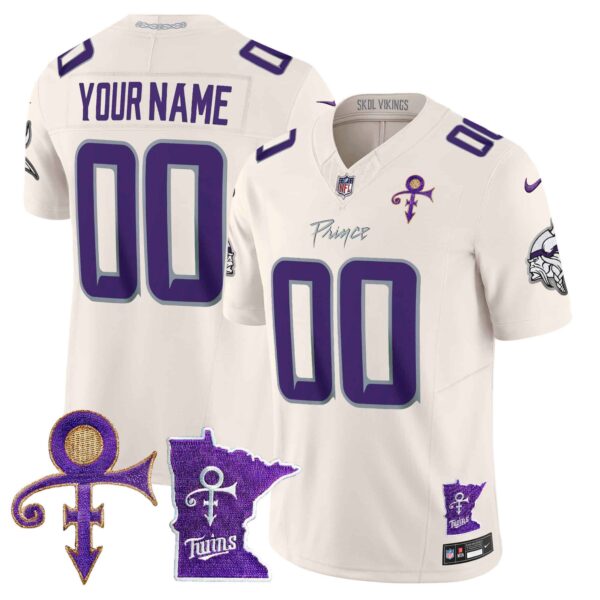 Minnesota Vikings 2024 Prince Vapor Limited Custom Jersey V2 – All Stitched – Youth – Cream