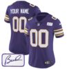Vikings Bud Grant Patch Classic Limited Custom Jersey – All Stitched – Women – Purple