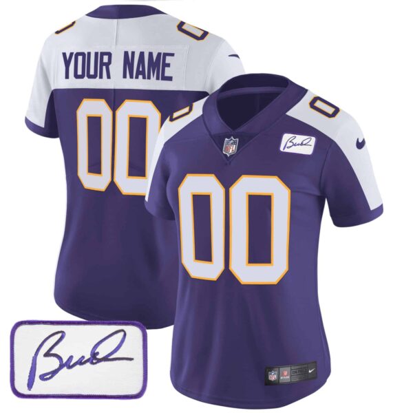 Vikings Bud Grant Patch Classic Limited Custom Jersey – All Stitched – Women – Alternate