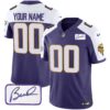 Vikings Bud Grant Patch Classic Limited Custom Jersey V4 – All Stitched – Men – Purple Alternate