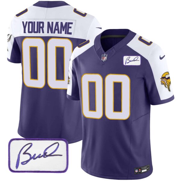 Vikings Bud Grant Patch Classic Limited Custom Jersey V4 – All Stitched – Men – Purple Alternate