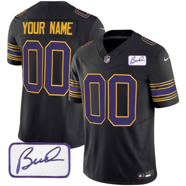 Vikings Bud Grant Patch Classic Limited Custom Jersey – All Stitched – Youth – Black