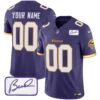Vikings Bud Grant Patch Classic Limited Custom Jersey V6 – All Stitched – Men – Purple
