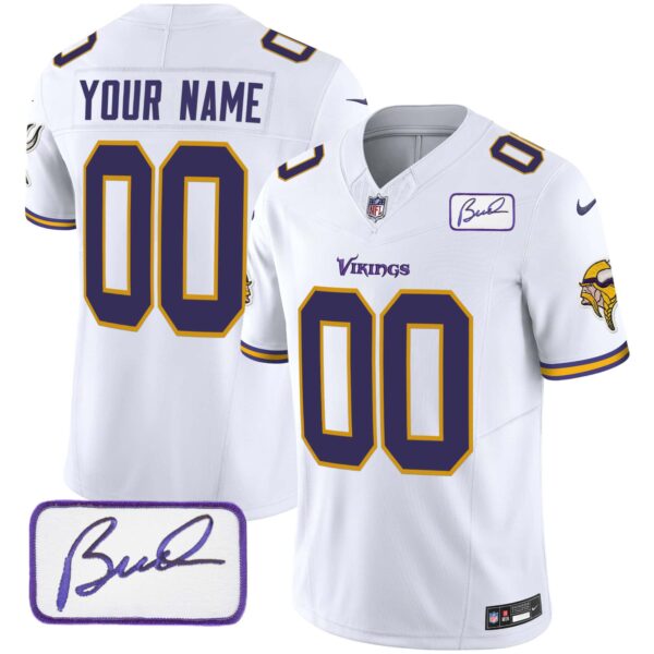 Vikings Bud Grant Patch Classic Limited Custom Jersey V6 – All Stitched – Youth – White
