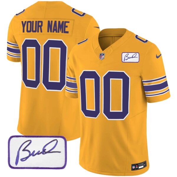 Vikings Bud Grant Patch Classic Limited Custom Jersey – All Stitched – Men – Gold