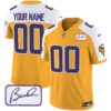 Vikings Bud Grant Patch Classic Limited Custom Jersey V4 – All Stitched – Men – Gold Alternate