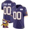 Vikings Bud Grant Patch Classic Limited Custom Jersey V5 – All Stitched – Youth – Purple