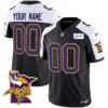 Vikings Bud Grant Patch Classic Limited Custom Jersey V5 – All Stitched – Men – Black Alternate