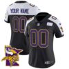 Vikings Bud Grant Patch Classic Limited Custom Jersey V5 – All Stitched – Women – Black Alternate