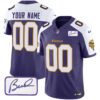 Vikings Bud Grant Patch Classic Limited Custom Jersey V6 – All Stitched – Men – Purple Alternate