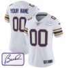 Vikings Bud Grant Patch Classic Limited Custom Jersey – All Stitched – Women – White